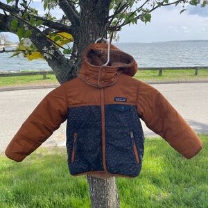Patagonia Kids Two-Tone Brown & Navy Puffer Jacket